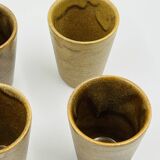 Set of six vintage Digoin stoneware cups.