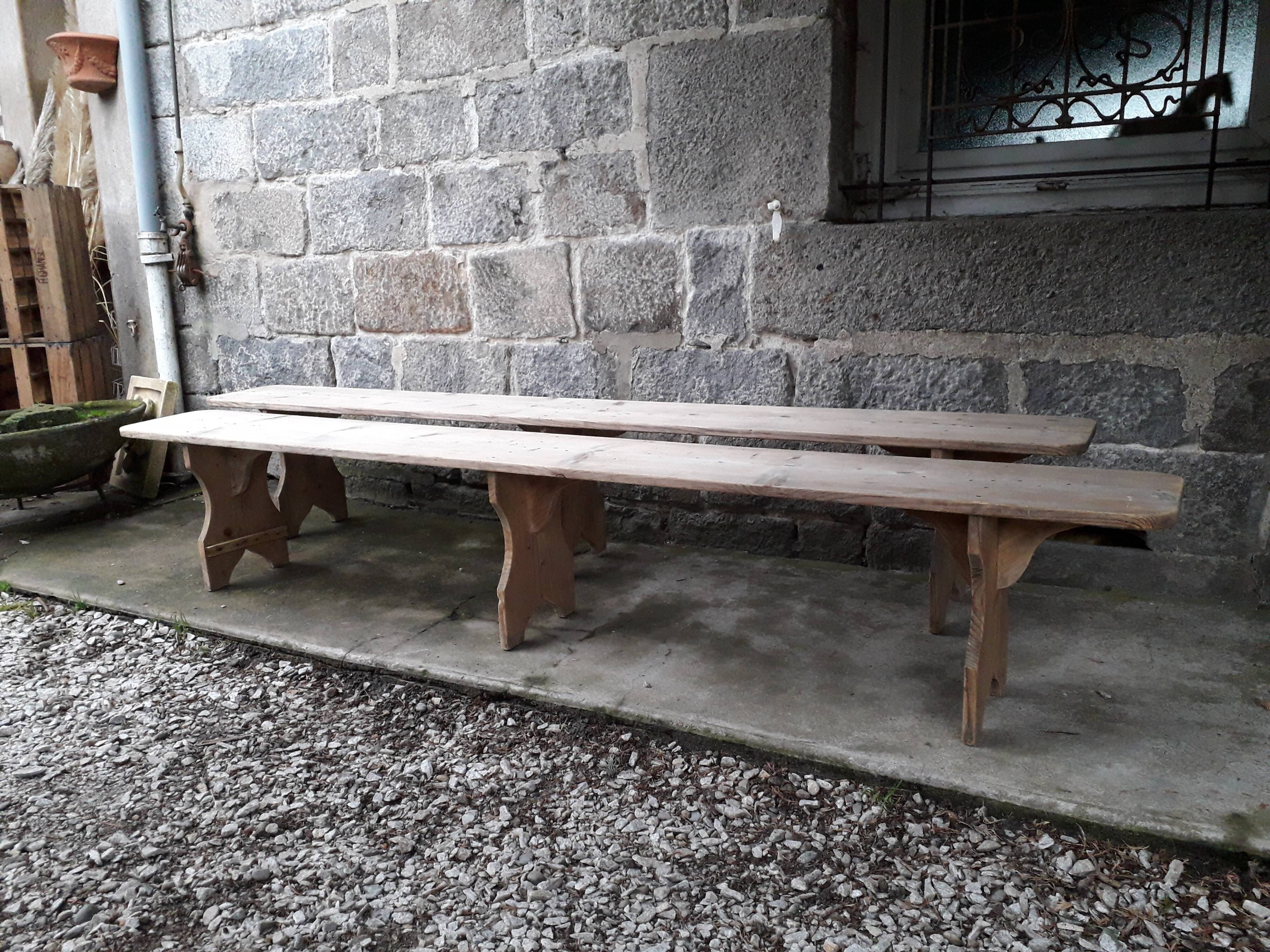 Pair of rustic benches 265 cm