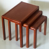 Set of 3 wood nesting tables, France 1970s
