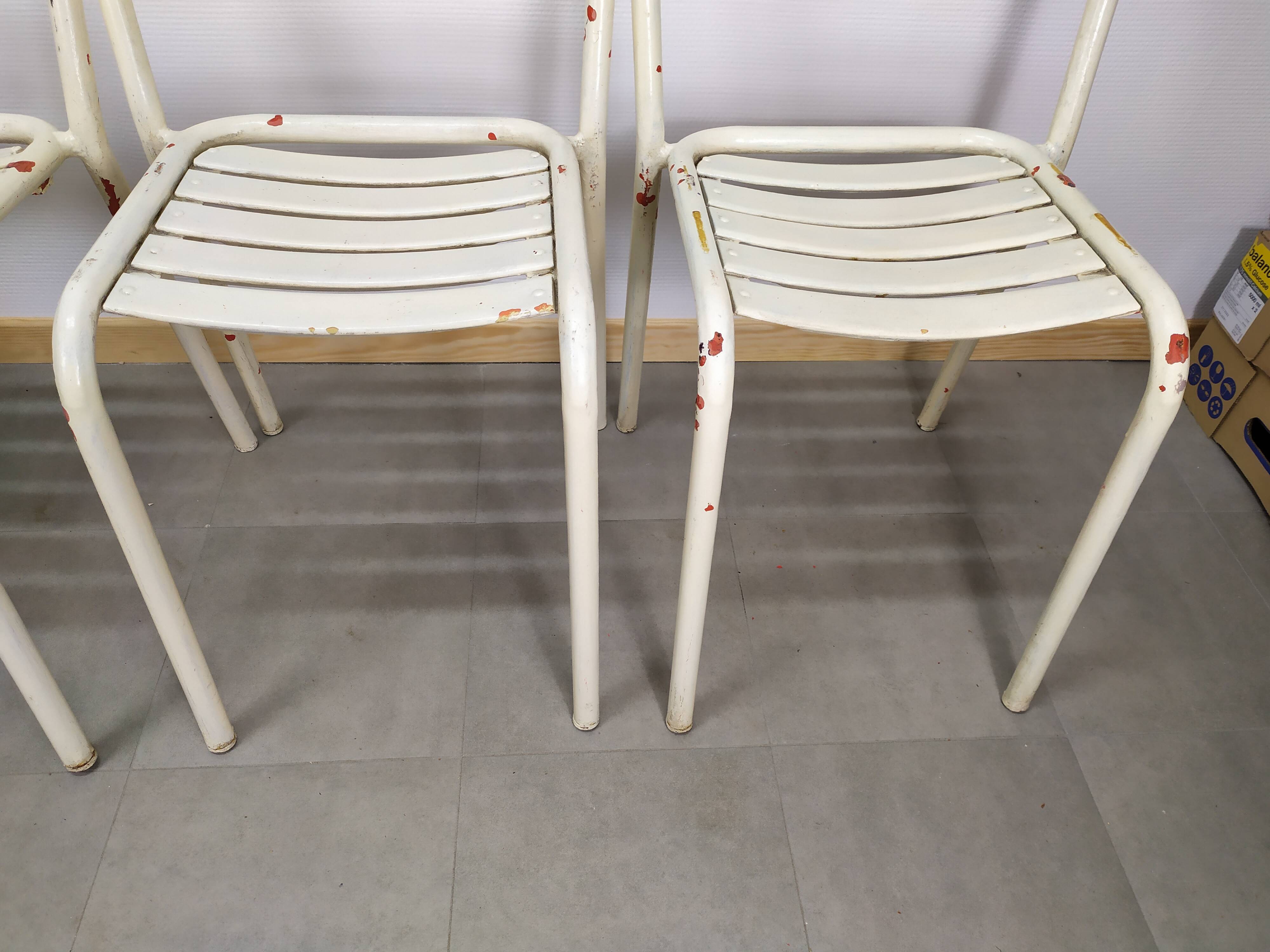 Lot of 4 chairs Tolix T2 by Xavier Pauchard 1950