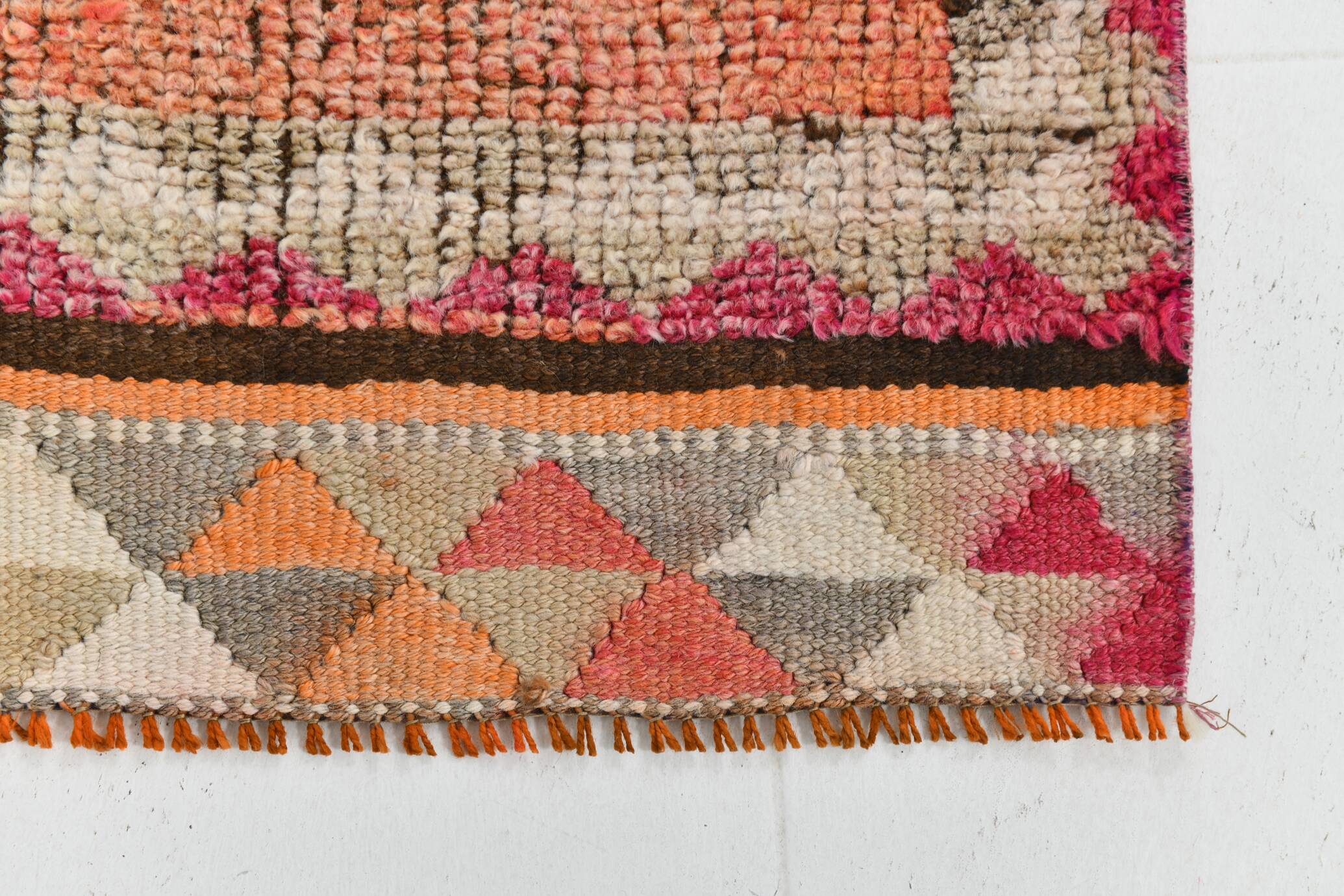 3x10 Pumpkin Orange & Pink Turkish Runner Rug, 96x309Cm