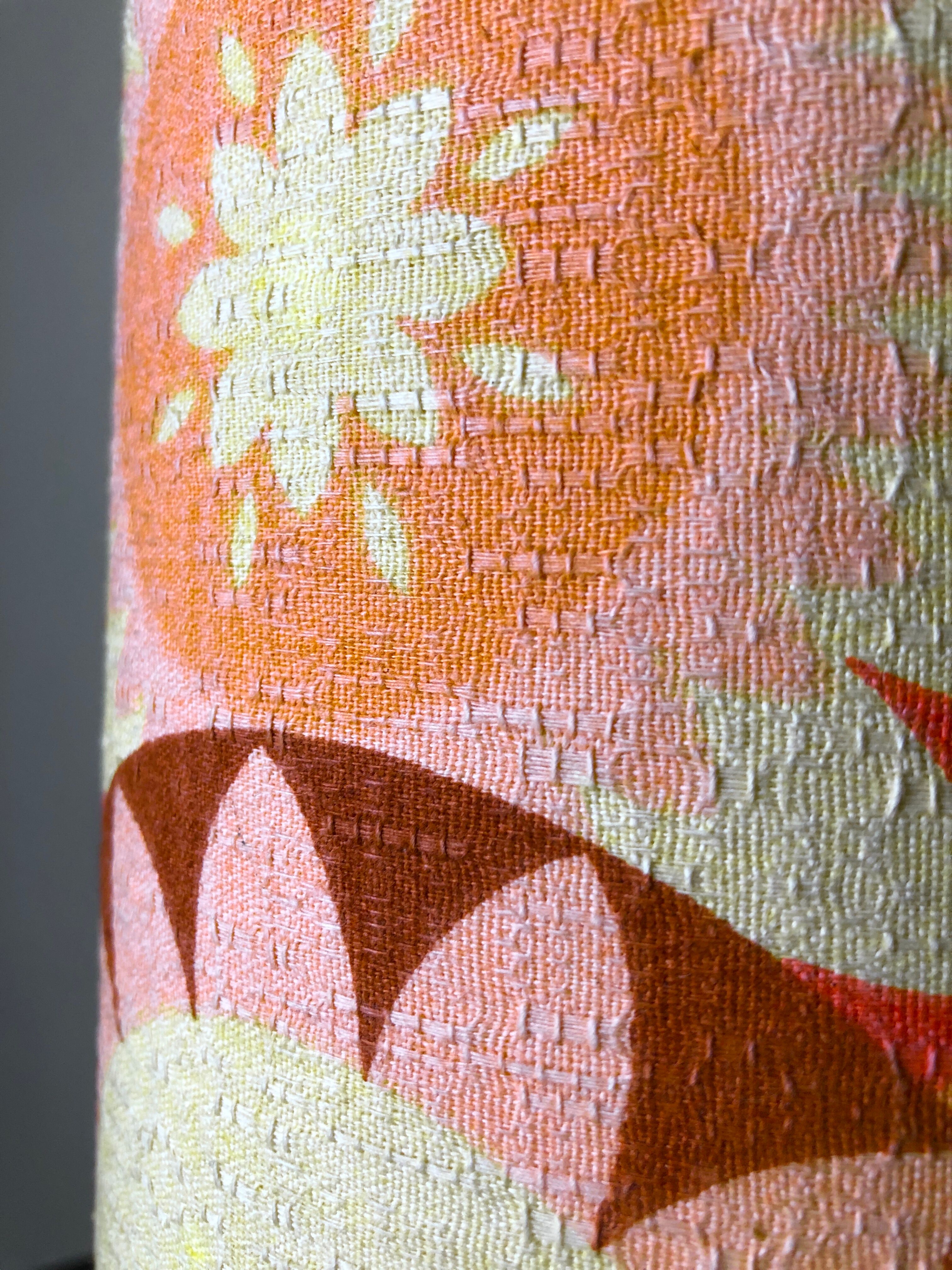 Lampe orange à fleurs 1970