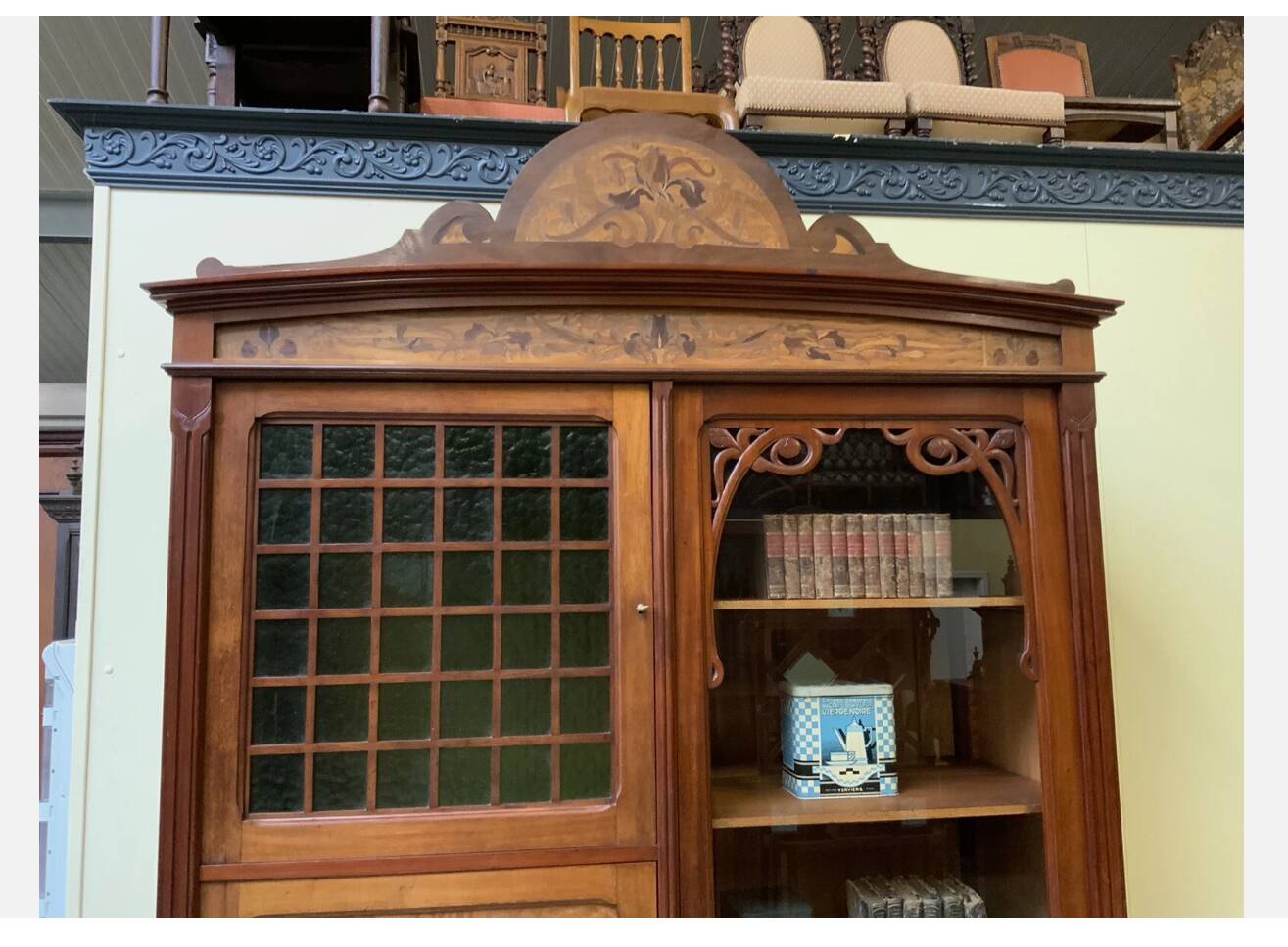 Antique Jugendstil display cabinet, Art Nouveau - Majorelle style
