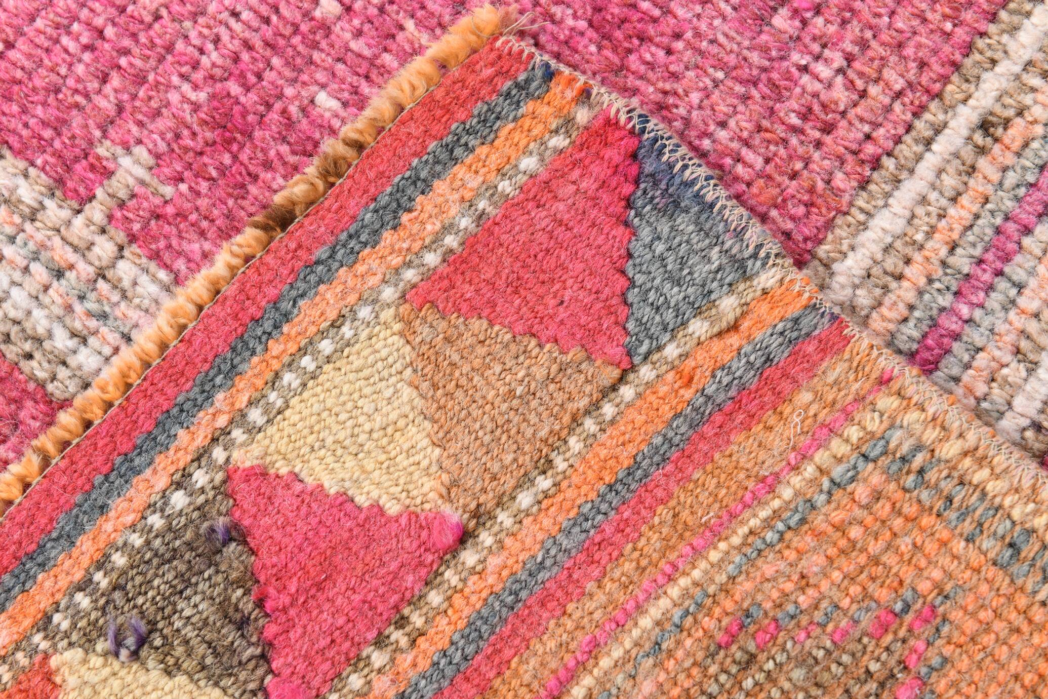 Super Soft Pink Turkish Vintage Runner Rug, 95x337Cm