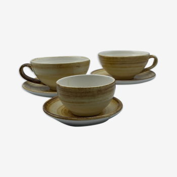 Set of 3 cups and under cups longchamp model wood effect