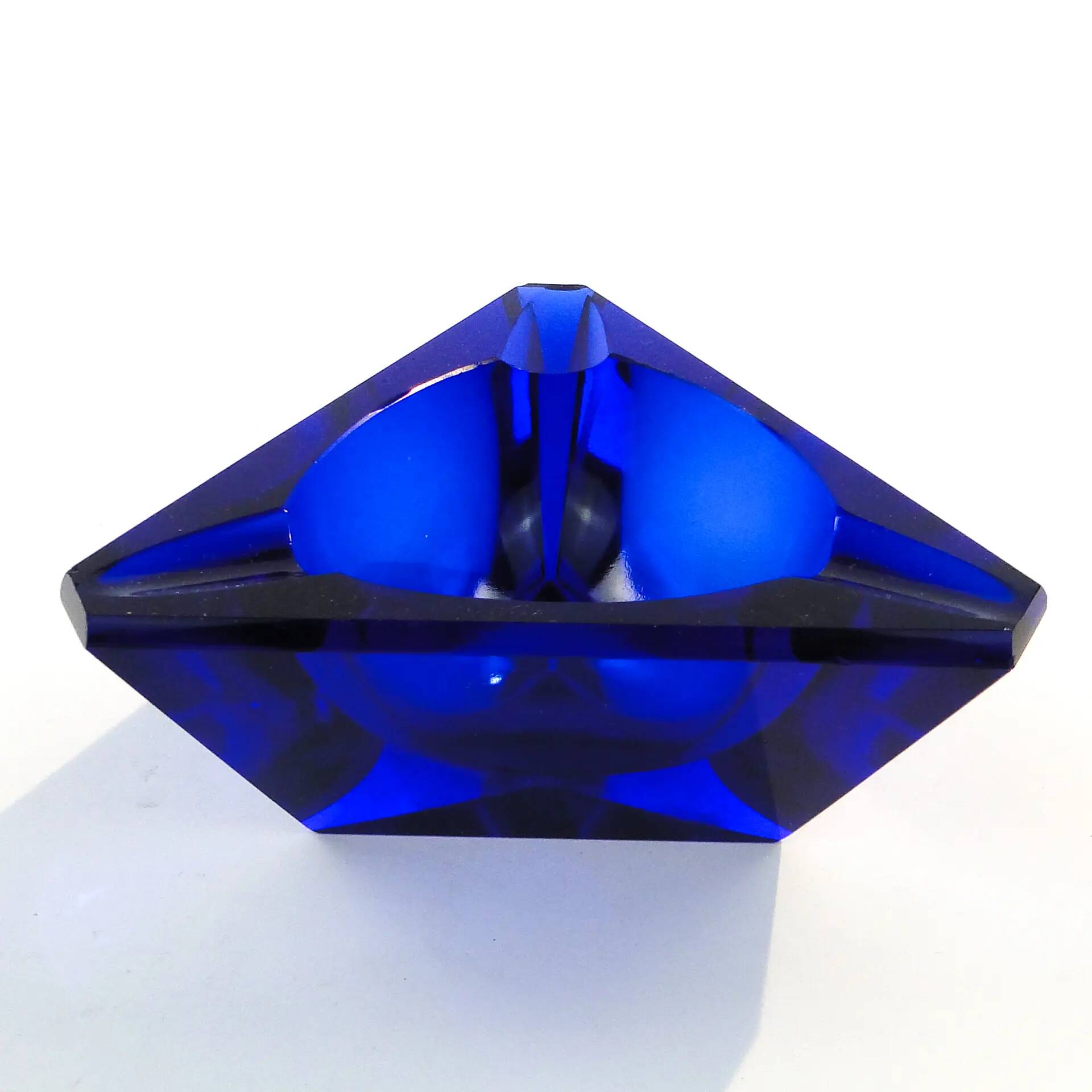 Art Deco ashtray, cobalt crystal, Moser, Czechoslovakia, 1950s