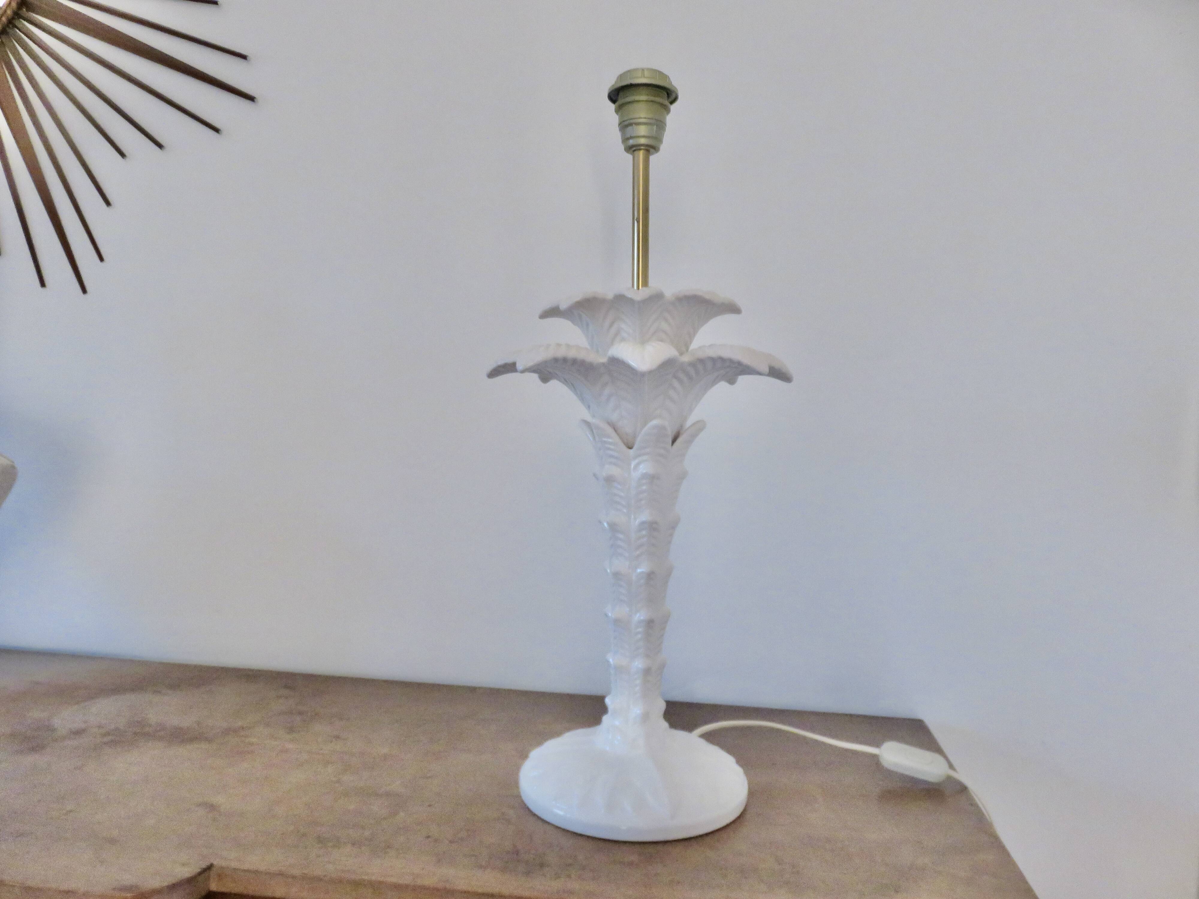 Grande lampe palmier, Italy, en céramique blanche, années 60