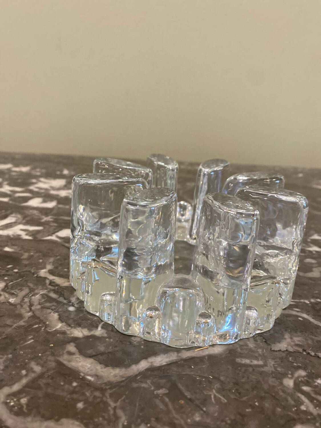Designer candle holder in thick glass