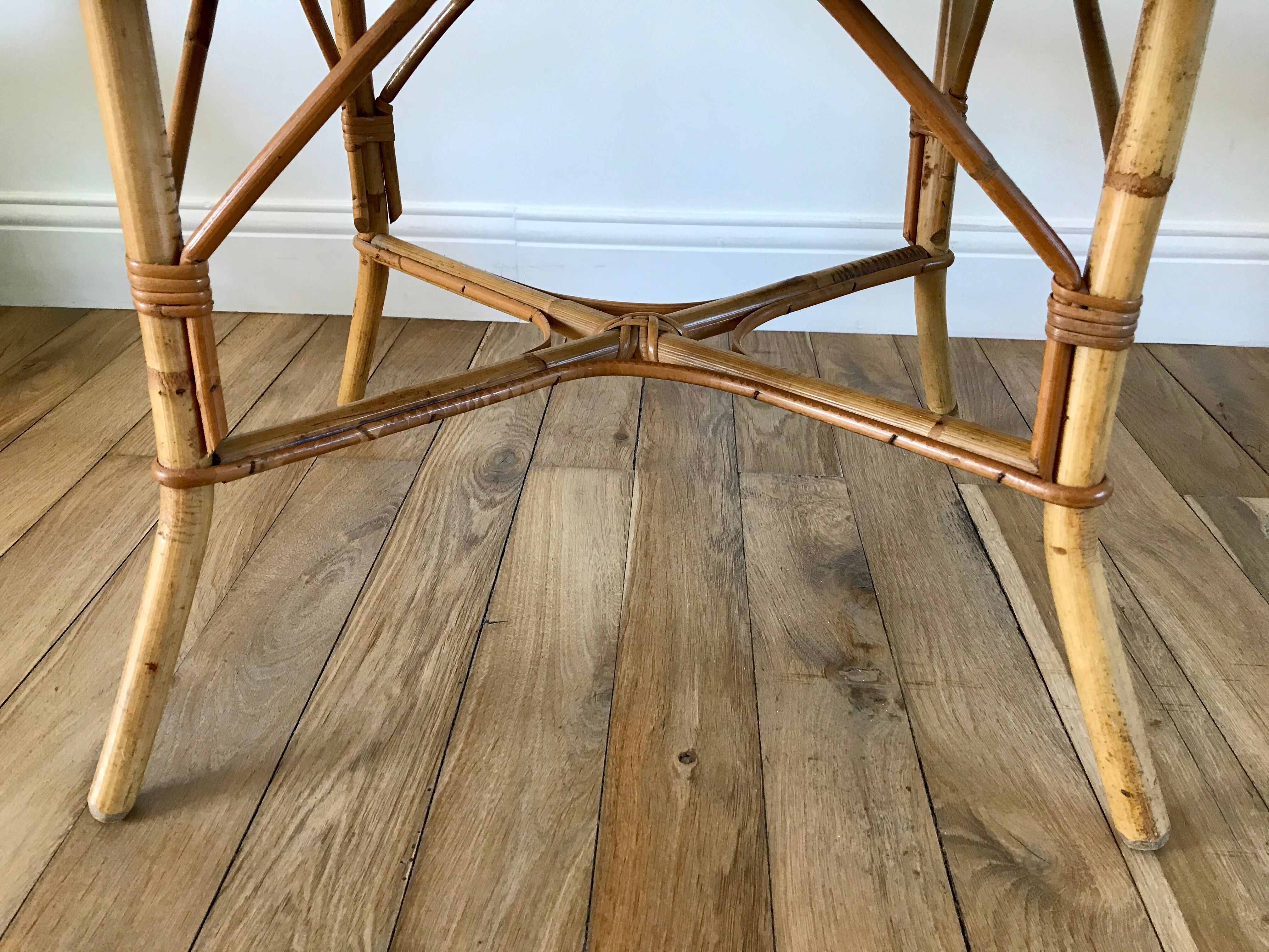 Coffee table in rattan and bamboo 60s