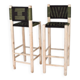 2 handmade Moroccan green stools