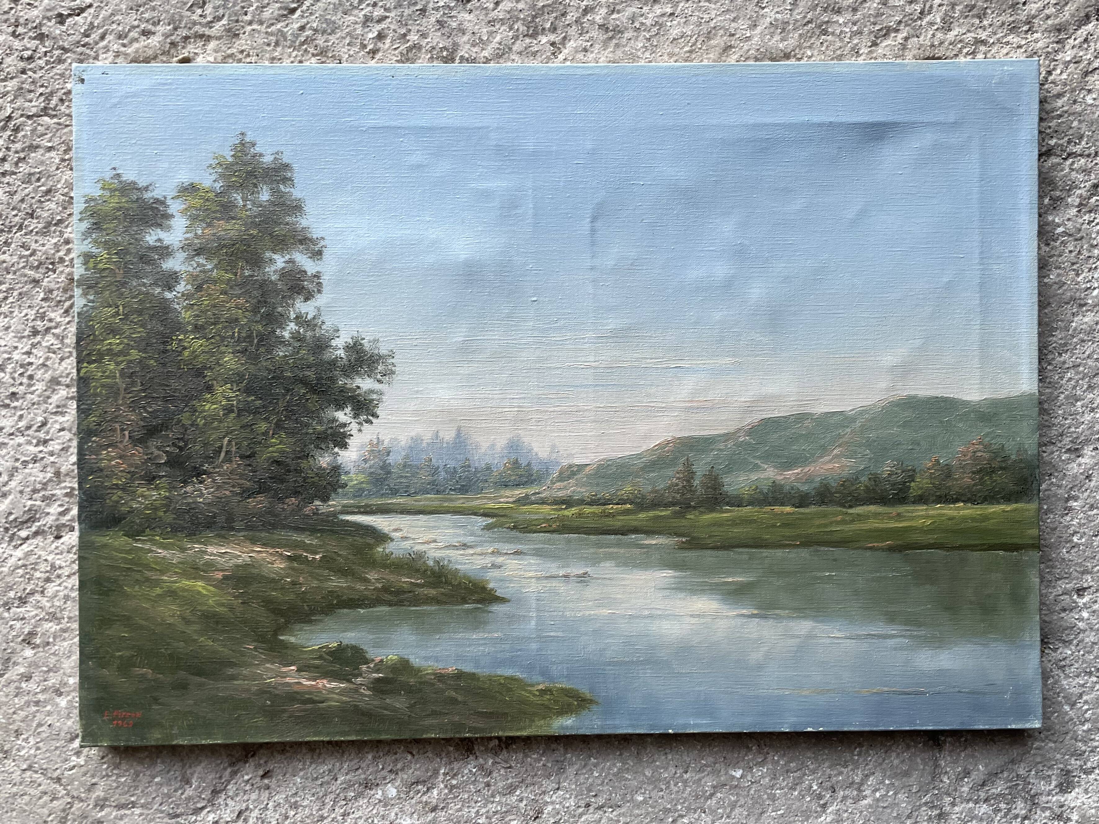 Painting, landscape signed E. Pirson 1969