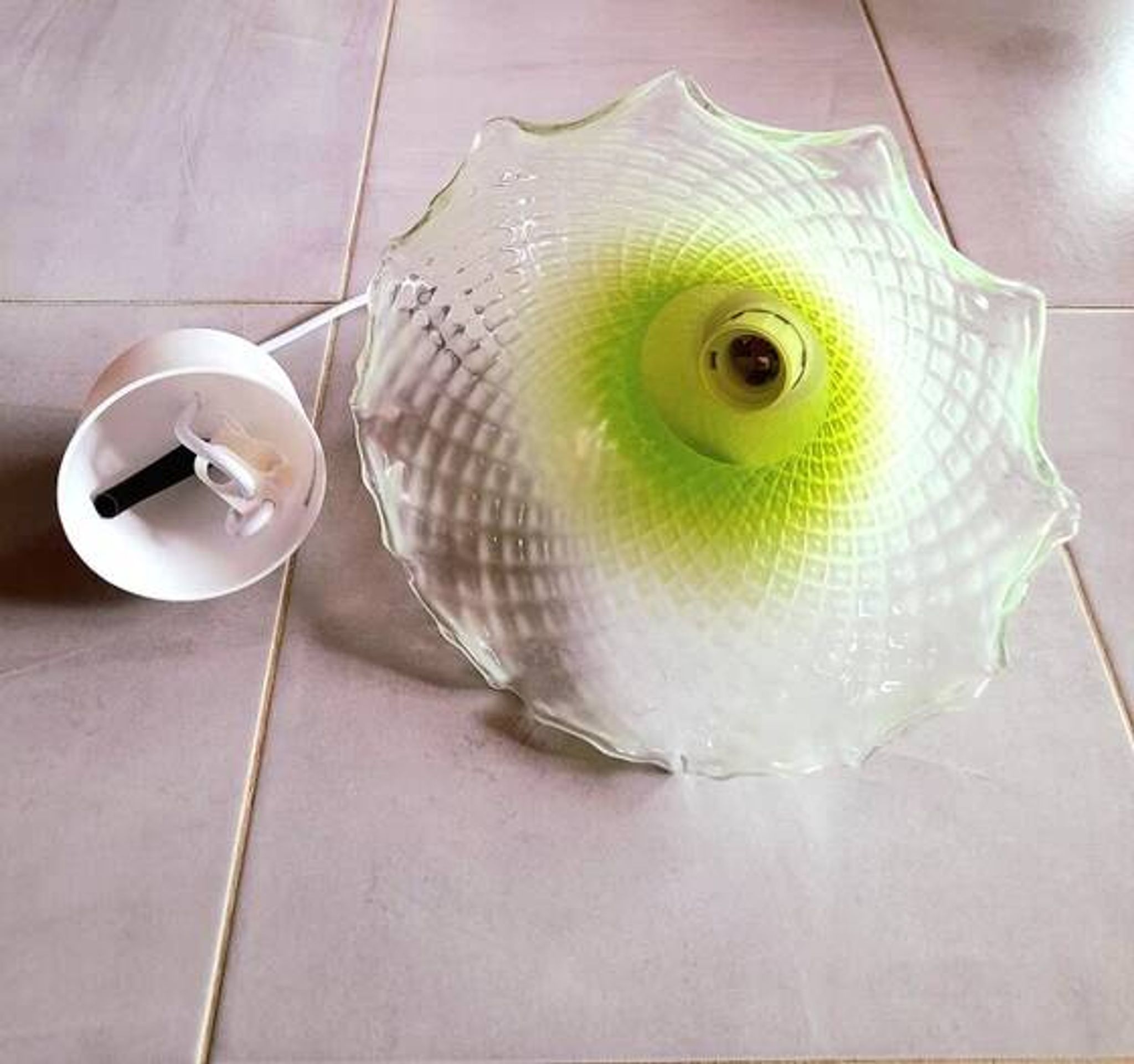 Tinted glass pendant light 1950