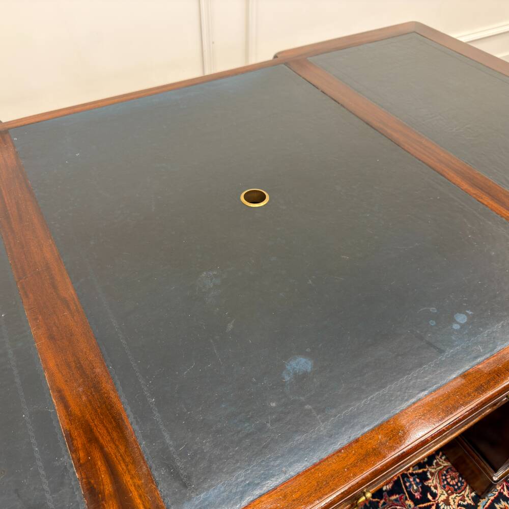 Large classic English Chesterfield partner desk