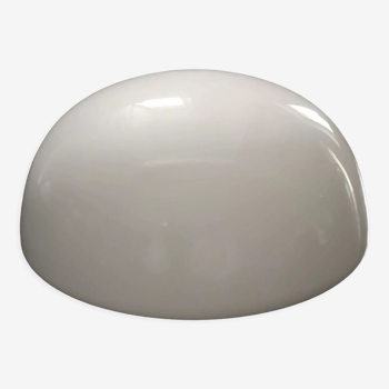 Abat jour ancien plafonnier demi globe boule opaline blanc industriel vintage TBE Ø 20 cm