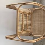 Amsterdam rattan armchair with U-shaped armrest, squared canework