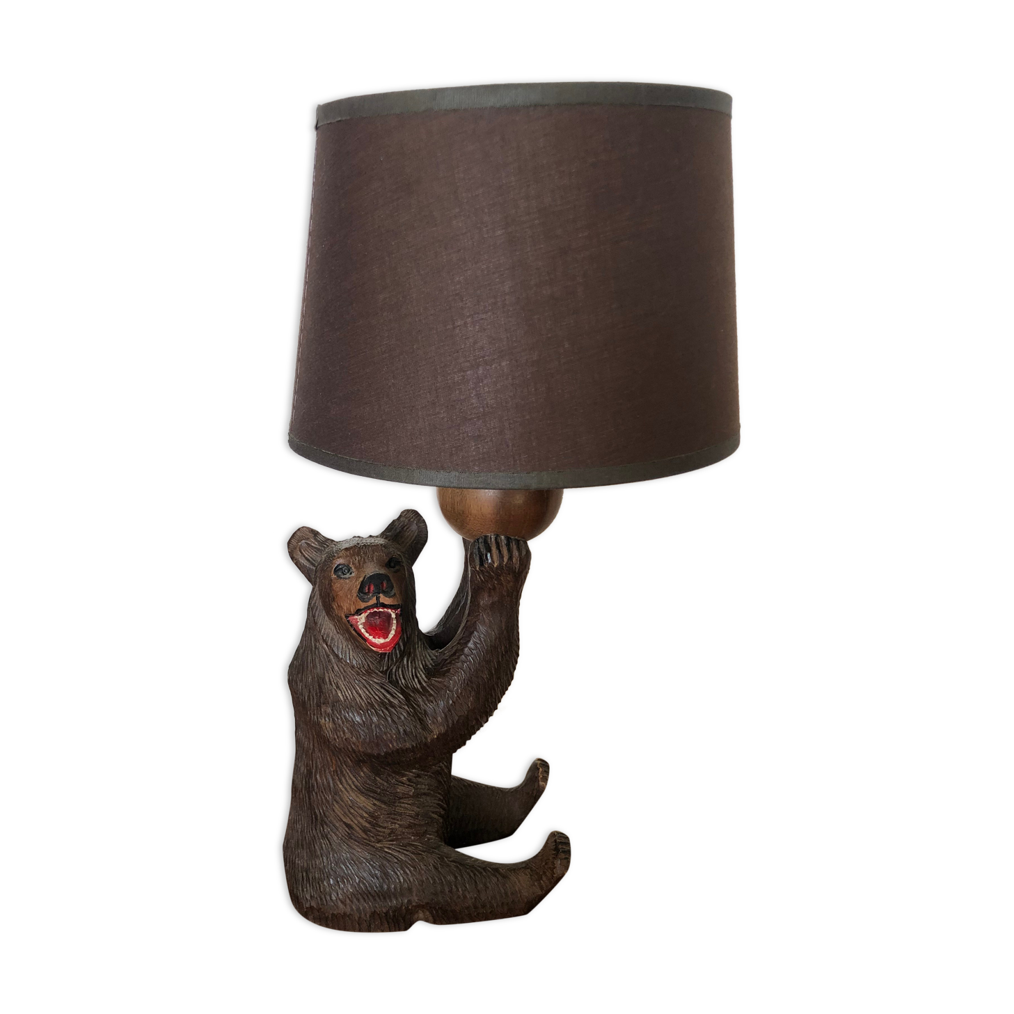 Wooden bear lamp black forest craft work