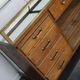 Counter or shop window in oak glass and brass France around 1920