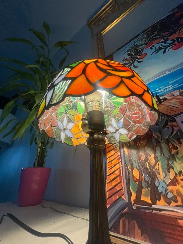 Tiffany style lamp vintage colourful flowers
