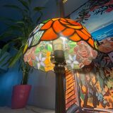 Tiffany style lamp vintage colourful flowers