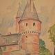 French school 20th century "The castle tower" watercolor