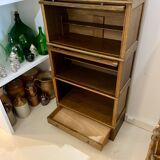 Dark wood display case 4 compartments and 1 drawer