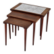 Rosewood nesting tables with ceramic tiles, Denmark, 1960s, set of 3