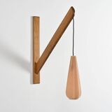 Solid pine gallows lamp, France, circa 1960