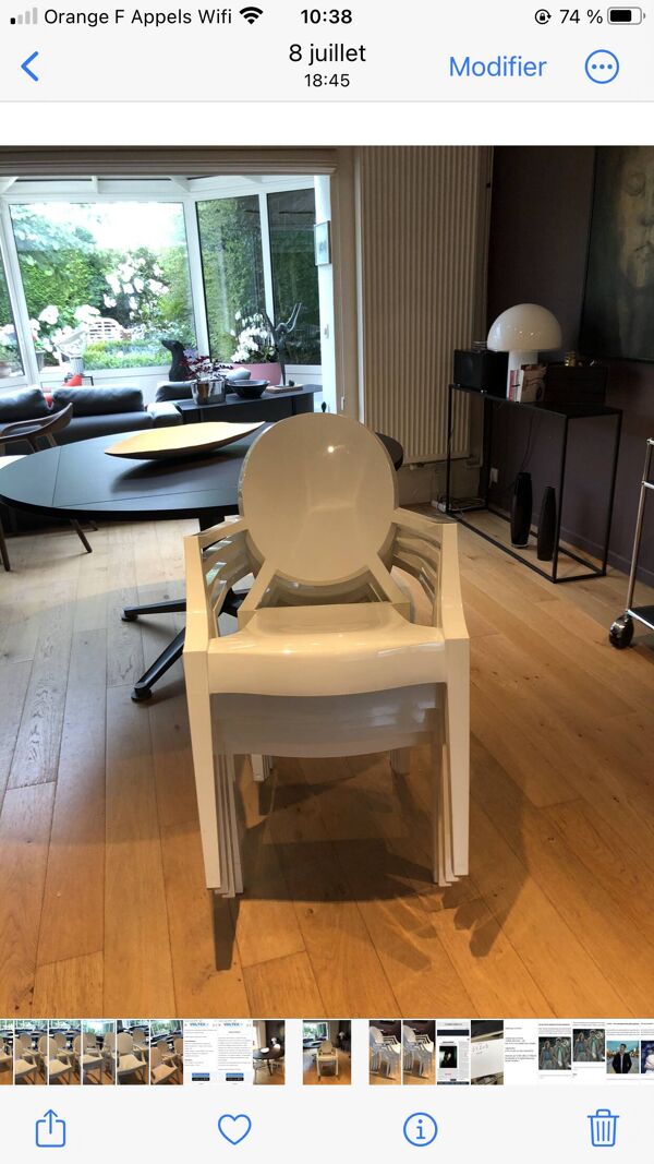 4 chaise Kartell Louis Ghost