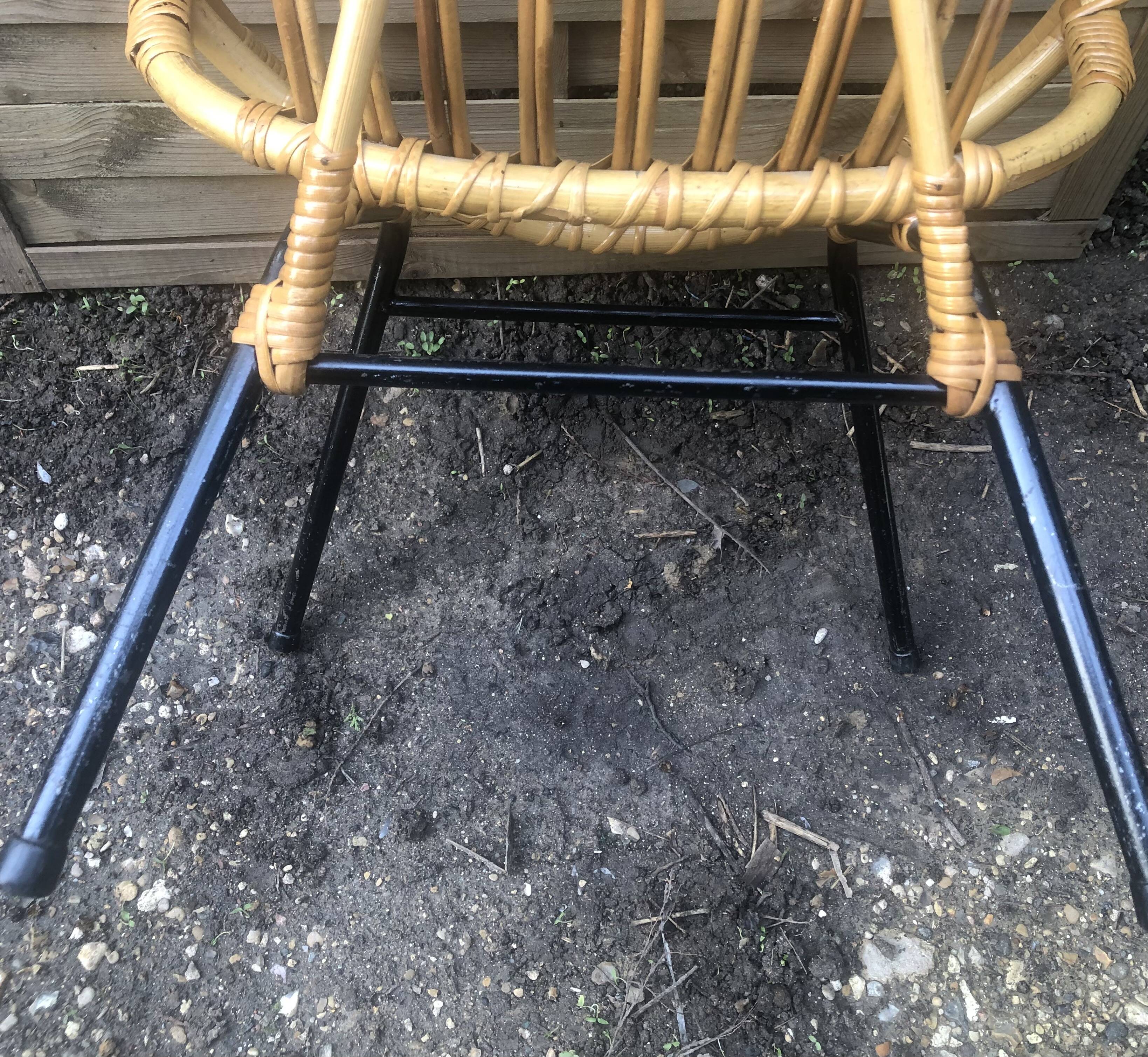 Vintage bamboo rattan shell armchair from the 60s