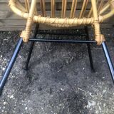 Vintage bamboo rattan shell armchair from the 60s