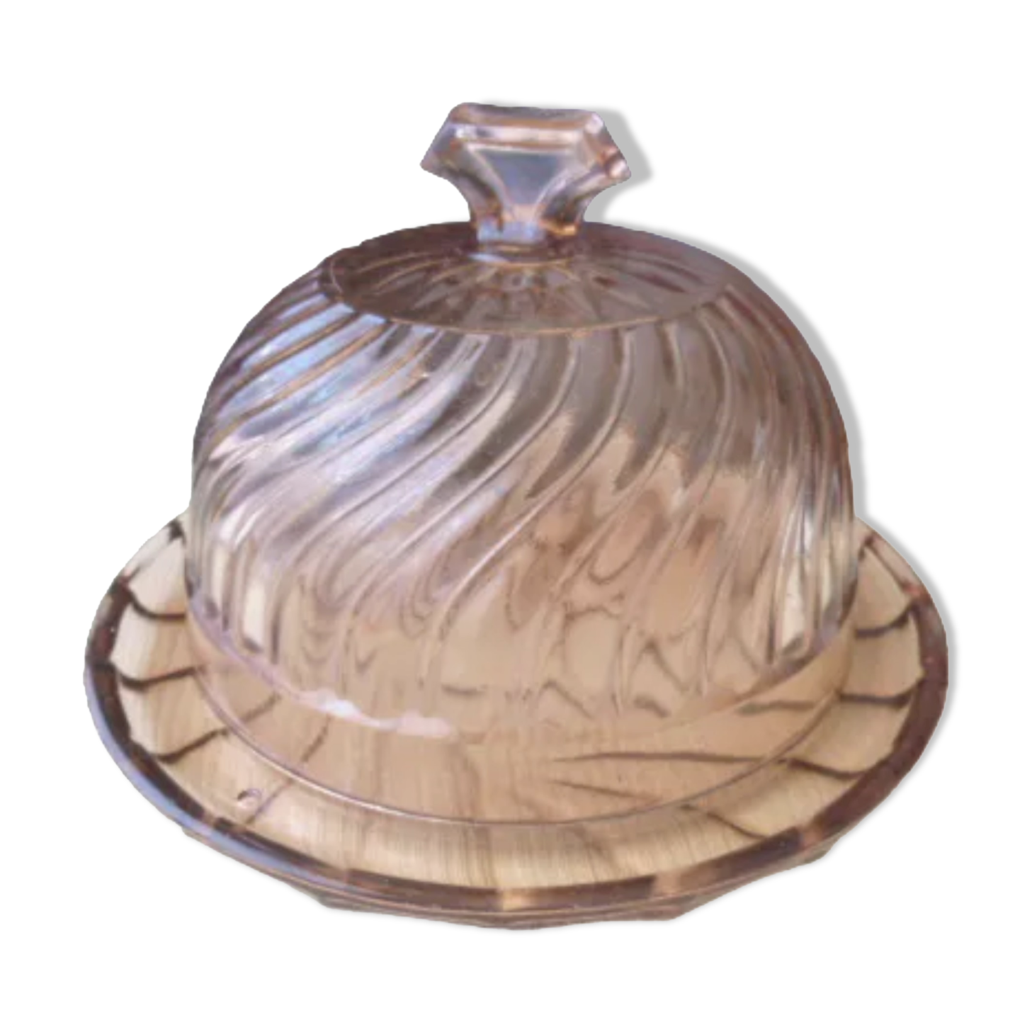 Cheese bell on its molded pressed glass tray