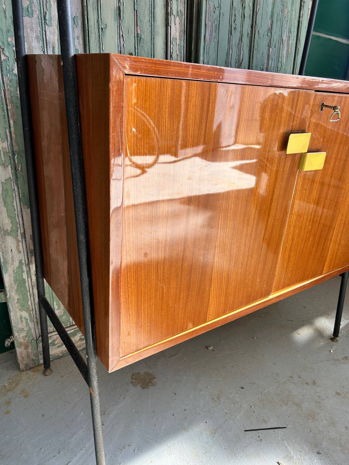 High modernist buffet in mahogany and metal