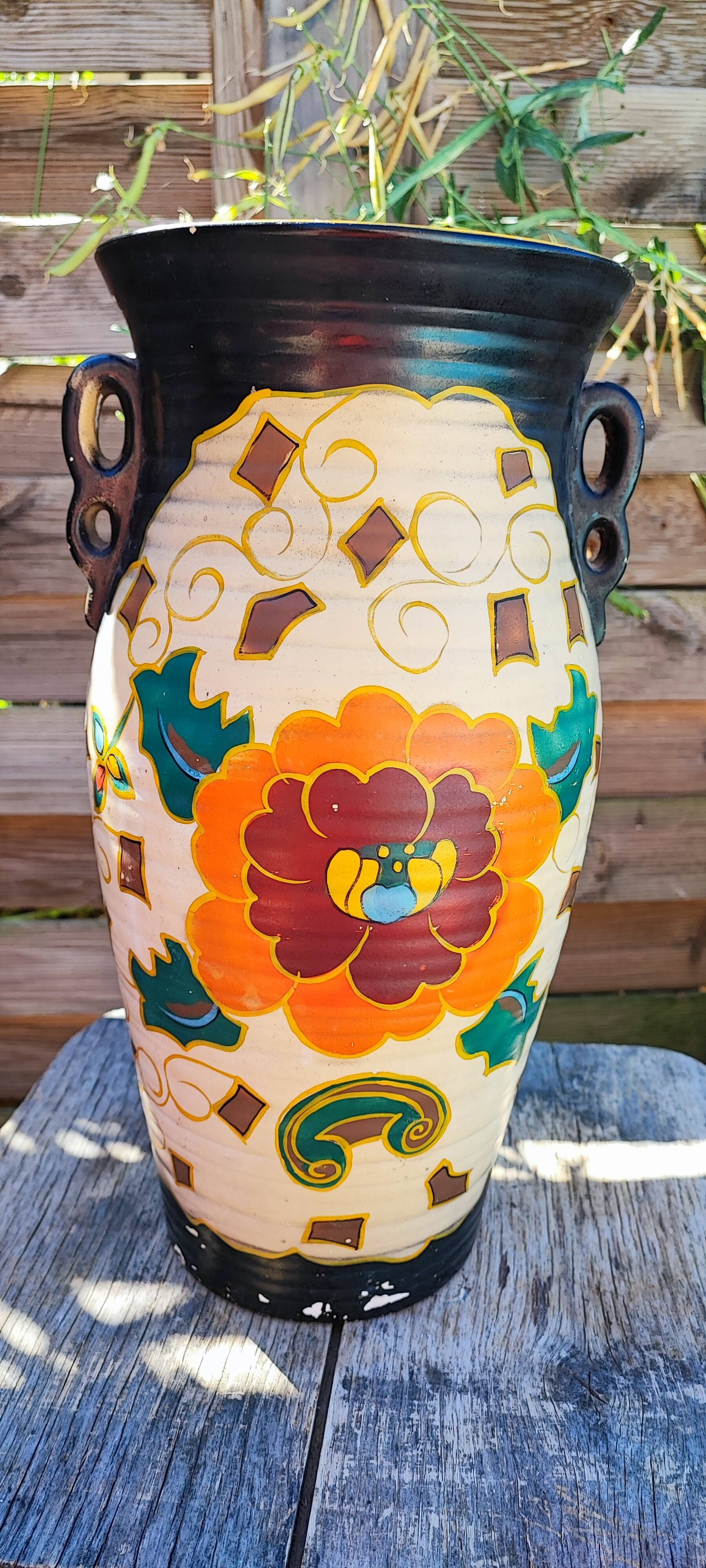 Hand-painted plaster vase Rouen M England