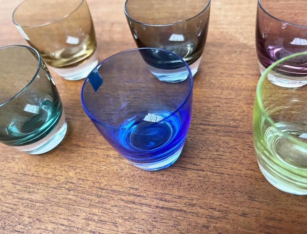 Coloured Space Age shot glasses by Gral, mid-century German, 1960s, set of 5.