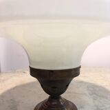 Ancient copper and opaline 1960 ceiling lamp