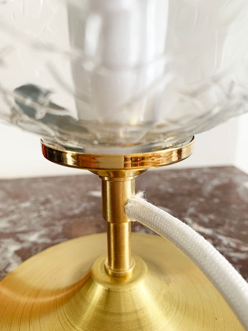 Old glass globe table lamp