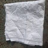 Large pillowcase, white cotton cushion cover, art deco flower embroidery