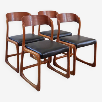 4 chaises traineau Baumann skaï noir