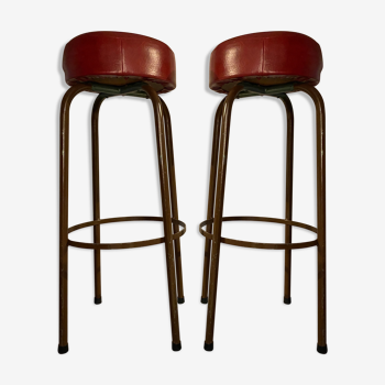 Pair of bar stools 1950-1960 red skai