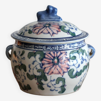 Ancien pot à gingembre ou à riz décor fleuri 19ème 20ème