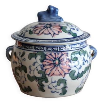 Ancien pot à gingembre ou à riz décor fleuri 19ème 20ème