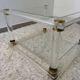 Table basse plexi laiton années 70
