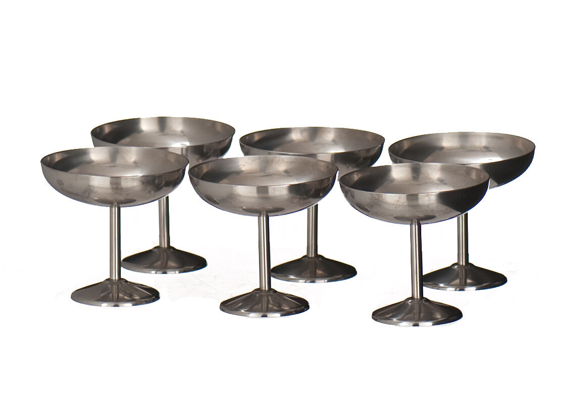 6 stainless steel ice cream cups Guy Degrenne 1970