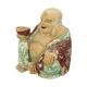 Large XL Polychrome Wooden Laughing Buddha Statue 47 cm