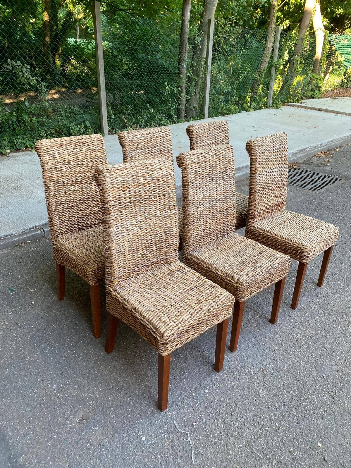 6 abaca banana rattan chairs