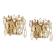Pair of wall sconces in gilded brass and crystal by Palwa, Germany, 1970s.