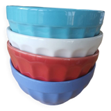 4 colorful faceted bowls