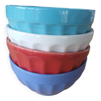 4 colorful faceted bowls