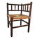 Chaise coin du feu ancienne en bois tourné bobine et assise paillée