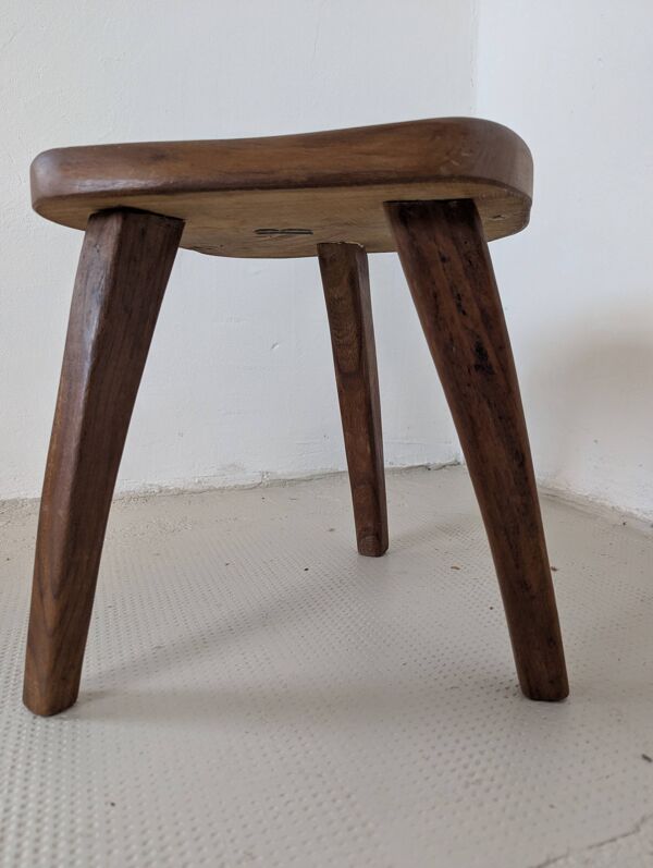 Tabouret bas en bois massif, Henri Bataille